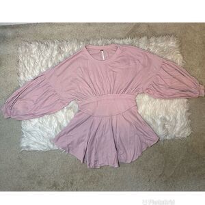 Free People Ribbed Corset Peplum Top